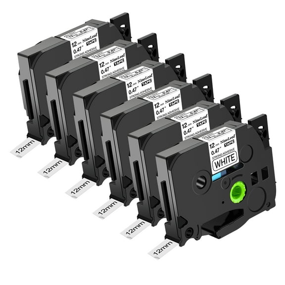 NineLeaf 6 Pack Compatible for Brother P-Touch TZe TZ Label Maker Tape TZe-S231 TZ-S231 12mm 0.47'' Extra Strength Laminated White Label Tape
