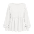 thumbnail image 4 of Yigetop Women's Boat Neck Peplum Sweatshirt Lightweight Long Sleeve Loose Fit Casual Pullover Tops White XXL, 4 of 4
