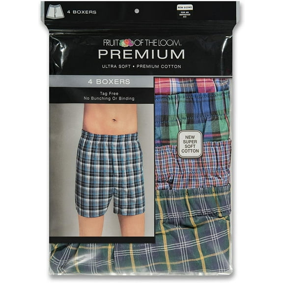 Fruit of the Loom Men's Premium Woven Boxer 4 Pack