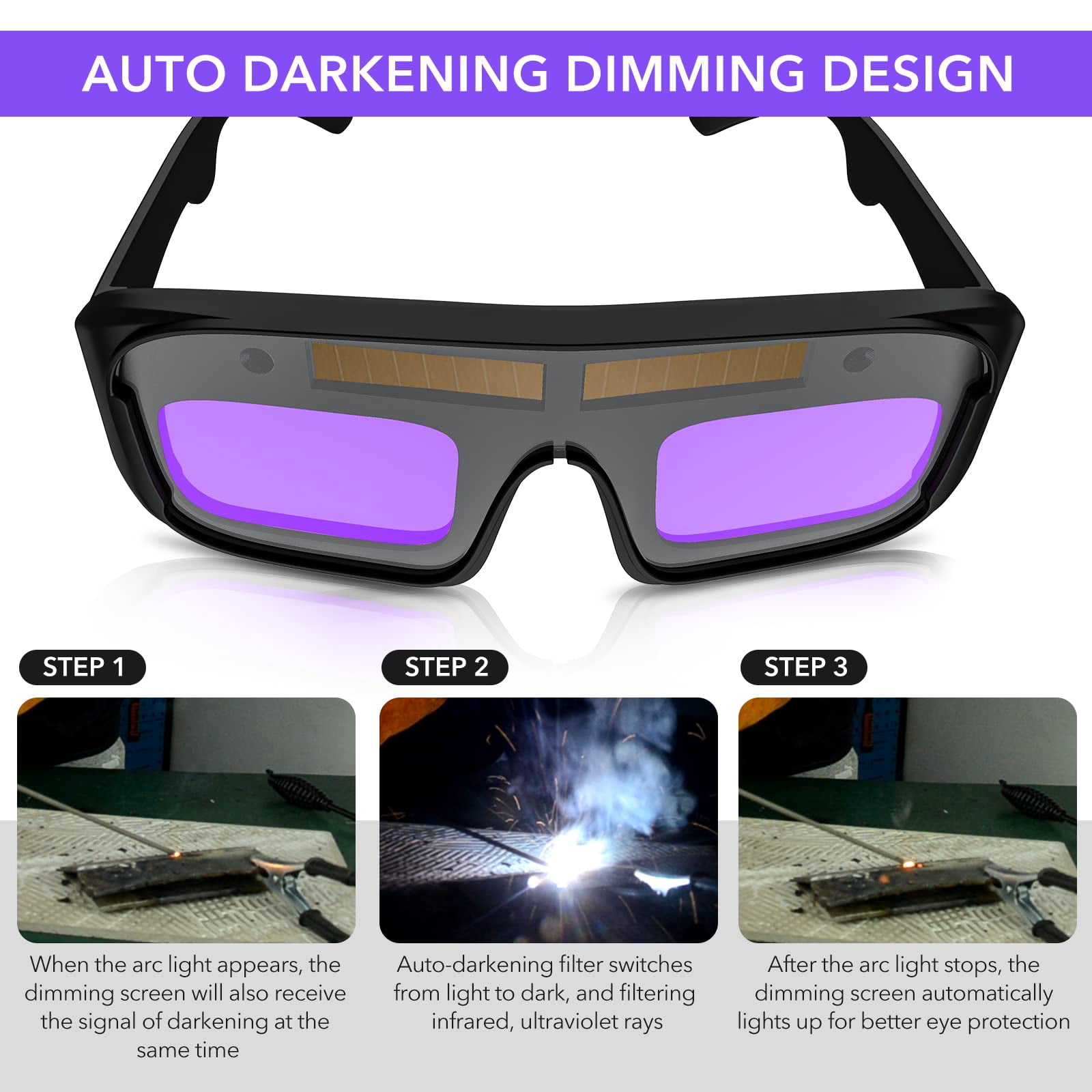 TRQWH Welding Glasses Auto Darkening Safety Goggles Solar True Color Welder Glasses Eyes Protective PC Lens Welder Mask Welding Helmet for TIG MIG ARC Weld Plasma Cut Grinding