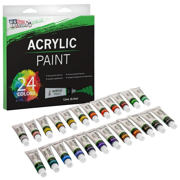 24 Color Set of Acrylic Paint in 12ml Tubes Rich Vivid Colors for