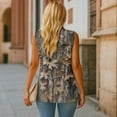 thumbnail image 4 of Psesaysky Women's Waistcoat Brown Hunting Camo Print Sleeveless Button Down V-Neck Suit Vests with Pockets Casual Work Office Outerwear, Size 5XL, 4 of 6