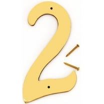 HY-KO BR-40/2 House Number, Character: 2, 4 in H Character, 2-1/2 in W Character, Brass Character, Solid Brass