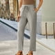 thumbnail image 1 of Karight Women Petite Linen Pants High Waisted Straight Leg Casual Cotton Trousers Elastic Waist Drawstring with Pockets, 1 of 6