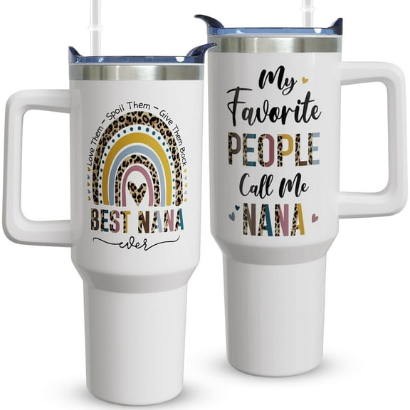 Mothers Day Gifts for Nana - Christmas Gifts - Birthday Gift From Grandchildren - Grandmother To Be, New Grandma Gift - 40oz Nana Tumbler With Handle Straw and Lid，Keeps Drinks Hot or Cold
