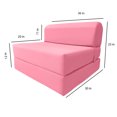 thumbnail image 4 of Pink Sleeper Chair Folding Foam Beds, Portable Studio Sofa Guest Bed, 6 x 36 x 70, 4 of 6