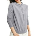 thumbnail image 3 of XIAONU Womens Hoodies Baggy -Lined Knitted Hoodie Sweatshirts Solid Color Long Sleeve Drawstring Pullover Hooded, 3 of 5