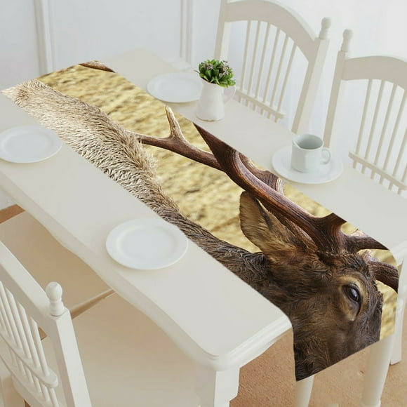 EREHome Bull Elk Stag Bugling Calling Rocky Mountain Cervus Canadensis table runner table cloth tea table cloth 14x72 inch
