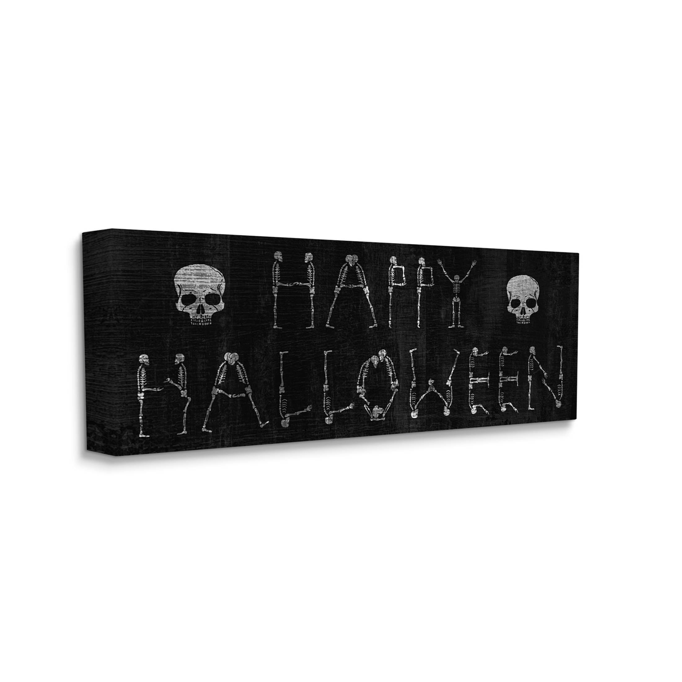 Stupell Industries Happy Halloween Skeleton Letters Graphic Art Gallery Wrapped Canvas Print Wall Art, Design by Lil' Rue
