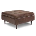 thumbnail image 1 of Shay 38 in.W Table Storage Ottoman in Distressed Chestnut Brown Faux Leather, 1 of 8
