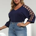 thumbnail image 4 of Xdegoge Womens Plus Size Tops 3/4 Sleeve Trendy V Neck T Shirts Summer Tunic Ladies Tops Loose Business Casual Blouses Fashion Going Out Tops Ropa Mujer, 4 of 7