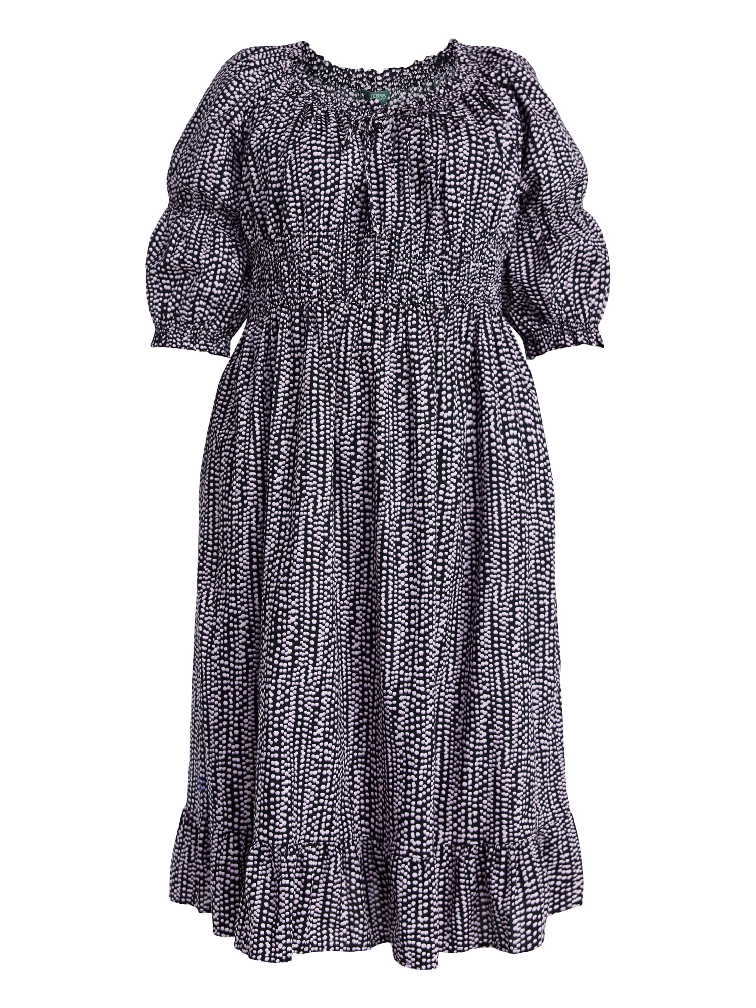 Terra & Sky Women's Plus Size Smocked Waist Dress, Sizes 0X-4X