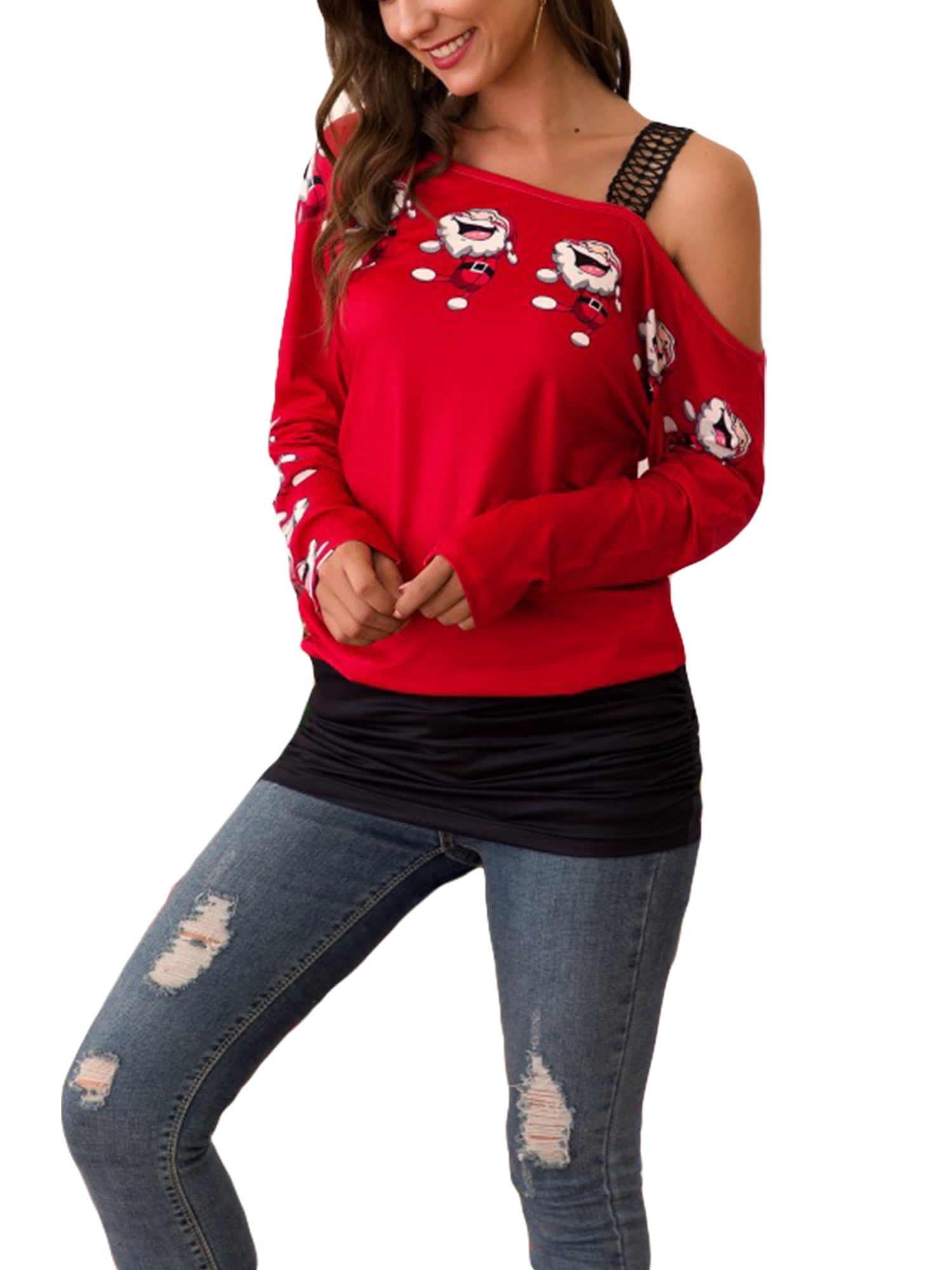 cold shoulder xmas tops