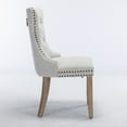 thumbnail image 4 of Modern Linen Dining Chairs Set of 2,Upholstered Living Room Chairs with Nailhead Trim, Wooden Side Chairs for Kitchen Bedroom Dining Room Living Room,Beige, 4 of 9