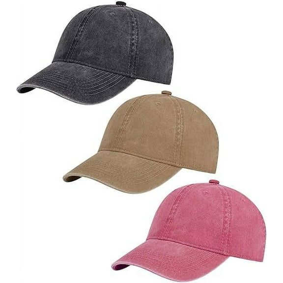 3 Pack Vintage Washed Cotton Adjustable Baseball Caps for Men Women Unstructured Low Profile Dad Hat
