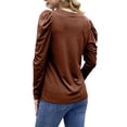 thumbnail image 4 of Womens Shirt V Neck Casual Tshirts Puff Sleeve Tops for Women Solid Color Casual Tunic Tops Blouses, 4 of 5