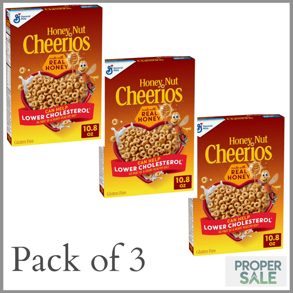 Honey Nut Cheerios, Heart Healthy Gluten Free Breakfast Cereal, 10.8 oz ( PAC OF 3 )