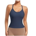 thumbnail image 2 of AGWOLF Camisole Tops for Women Crisscross Back Spaghetti Strap Tank Tops Shapewear Yoga Tank Running Gym Workout Clothes Soft Layering Blue S, 2 of 7