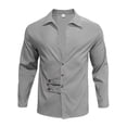 thumbnail image 2 of Business Casual Shirts for Men with Extra Buttons Long Sleeve Office Travel Button Down Collared Blouse Tops (S, Gray), 2 of 8