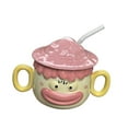 thumbnail image 4 of Taza de café de cerámica con dibujos animados, taza de café creativa con 2 asas, taza de té, taza de leche, taza para bebidas, jugos, inauguración de Rosa, 4 of 8