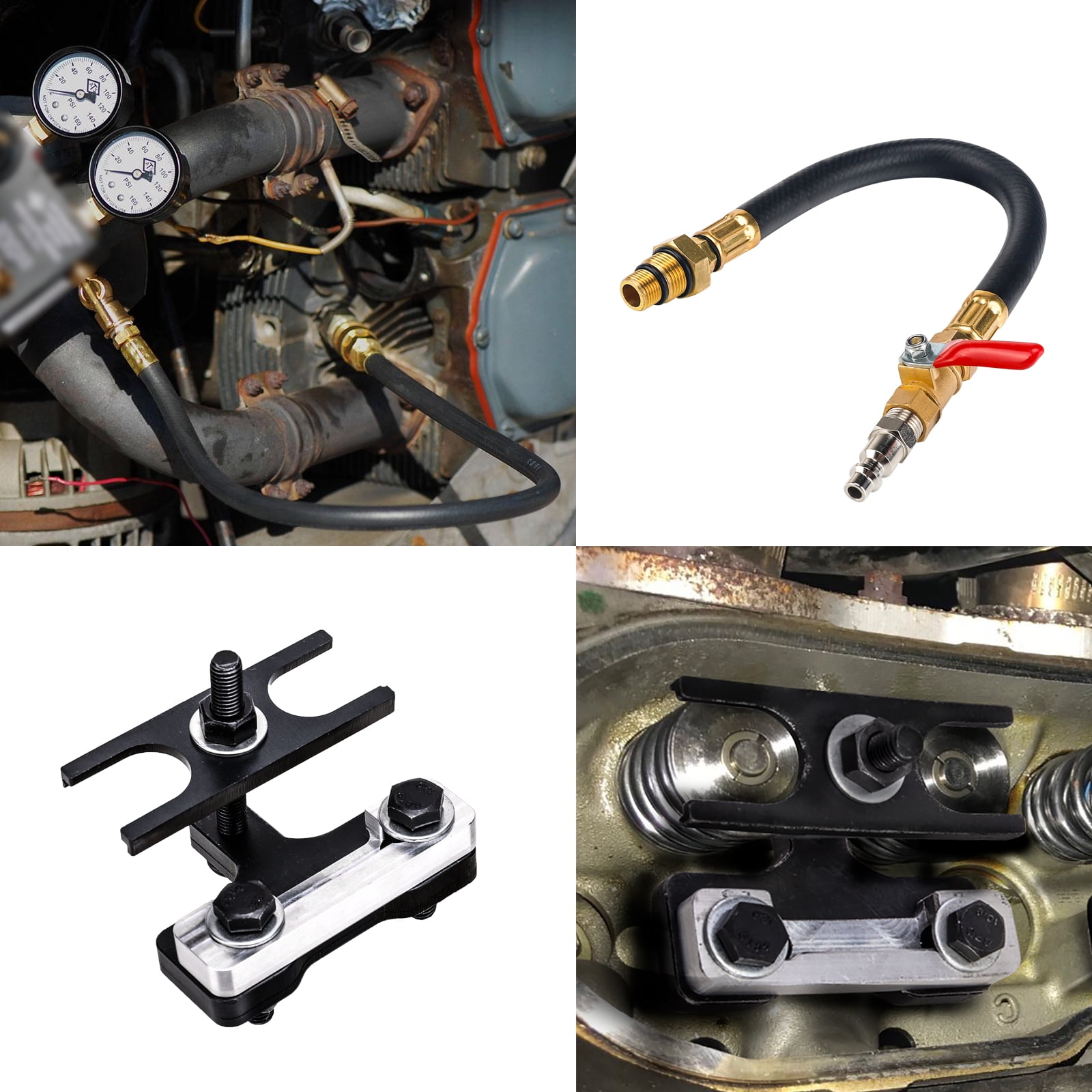 3mirrors Engine Air Valve Holder Pressure Pipe M14+M18 Thread to 1/4 NPT with Ball Valve and