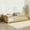 Natural + Rubber Wood + Twin, variant on Twin size Floor Platform Bed with Built-in Book Rack,Natural
