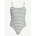 thumbnail image 6 of Time and Tru Women's and Women's Plus Size Striped Square Neck One Piece Swimsuit, Sizes XS-3X, 6 of 6