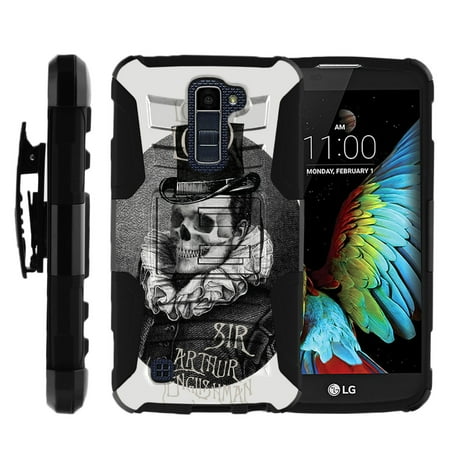 Speed Demons Tiger - LG K10 and LG Premier LTE Miniturtle® Clip Armor Dual Layer Case Rugged Exterior with Built in Kickstand + Holster - Sir Arthur Skull