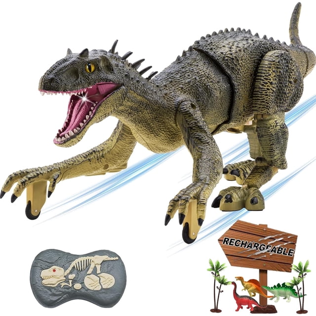 Télécommande Dinosaure Jurassique T-Rex Jouets pour Garçons Électronique RC Pulvérisation Raptor Marche Rugissement Tyrannosaure Rex Réaliste 18,1 Pouces Rechargeable Cadeau d'Anniversaire pour Enfants Filles 3 4 5 6 7