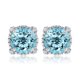 thumbnail image 1 of JeenMata Pendientes de Topacio Azul de Talla Redonda de 3,5 Quilates (Piedra Natal de Diciembre) con Halo Milgrain en Oro Blanco de 18 K sobre Plata, 1 of 6