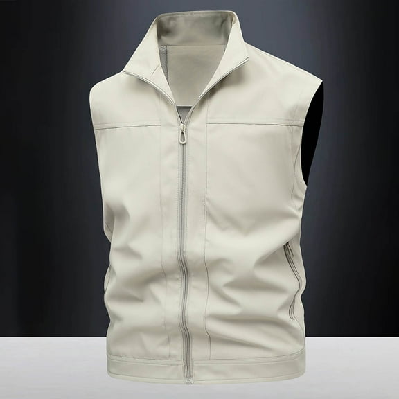 uublik Men's Fishing Vest Outdoor Lightweight Work Photo Cargo Vest White
