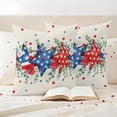 thumbnail image 3 of Independence Day Star Pillow Covers 2 Pack Farm Red Blue White Star Eucalyptus Leaf Linen Pillowcase Waterproof Outdoor Throw Pillow Cover for Patio Garden Square Cushion 18”x18”, 3 of 9