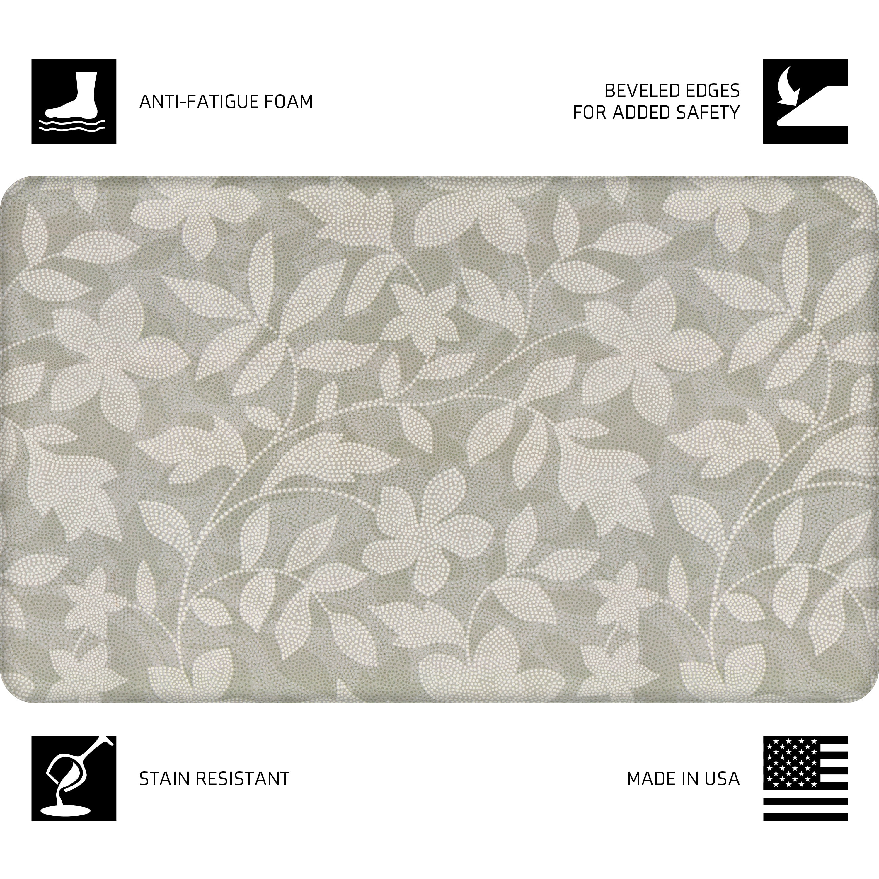 Mainstays Cushion Comfort Dots Botanical Washed Stone 18" x 30" Anti-Fatigue Kitchen Mat