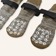 thumbnail image 4 of Unique Bargains 4 Pcs Non-Slip Dog Socks with Adjustable Tapes Brown S, 4 of 7