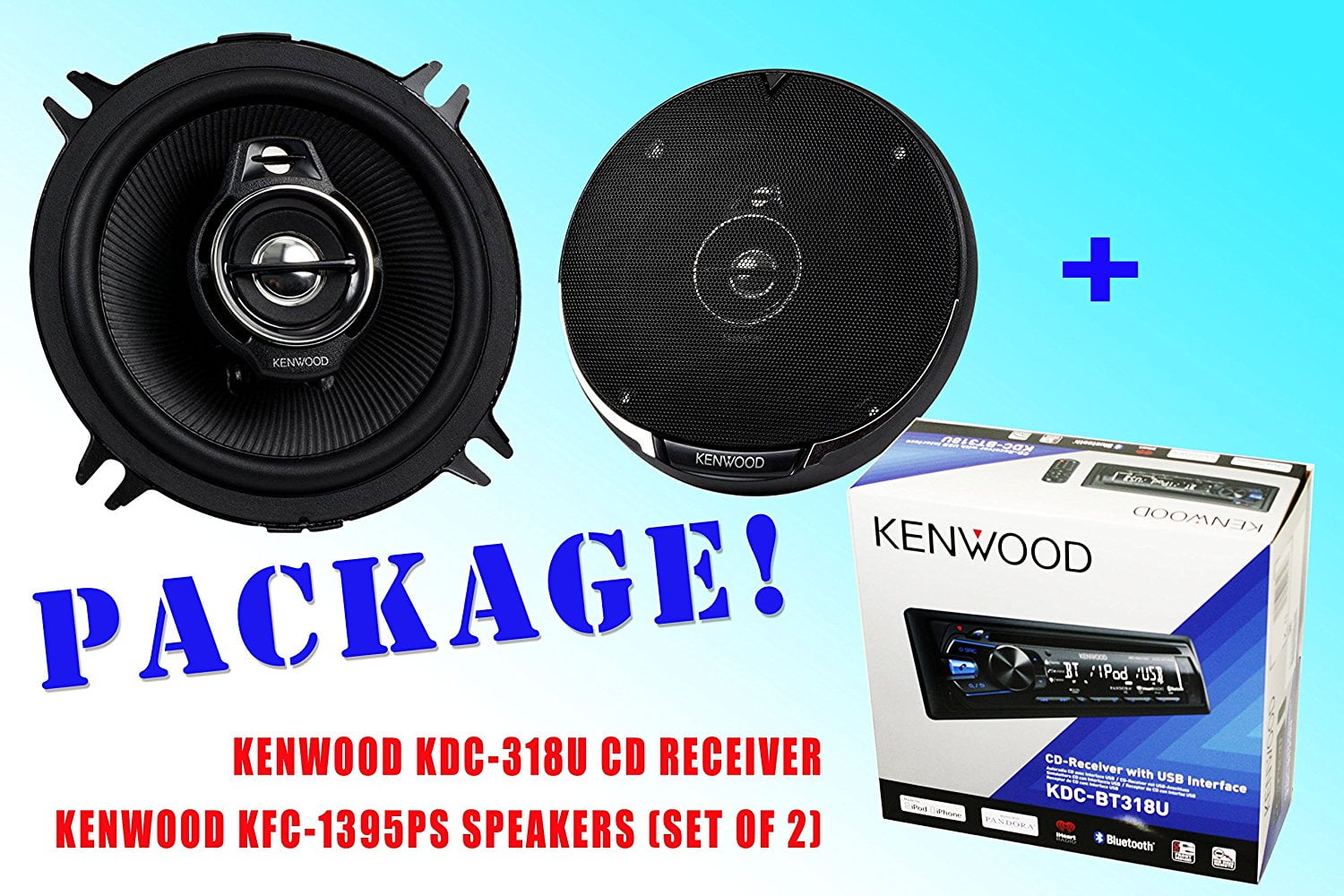 PACKAGE ! Kenwood KDC_BT318U CD_Receiver + Kenwood KFC_1395PS Car