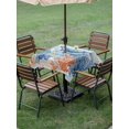 thumbnail image 4 of Outdoor Tablecloth with Umbrella Hole for Patio/Picnic/Party/Camping, Coastal Whale Waterproof Table Cloth Square Cover Washable, Nautical Ocean Coral Blue Wooden Grain (54"x 54"), 4 of 9