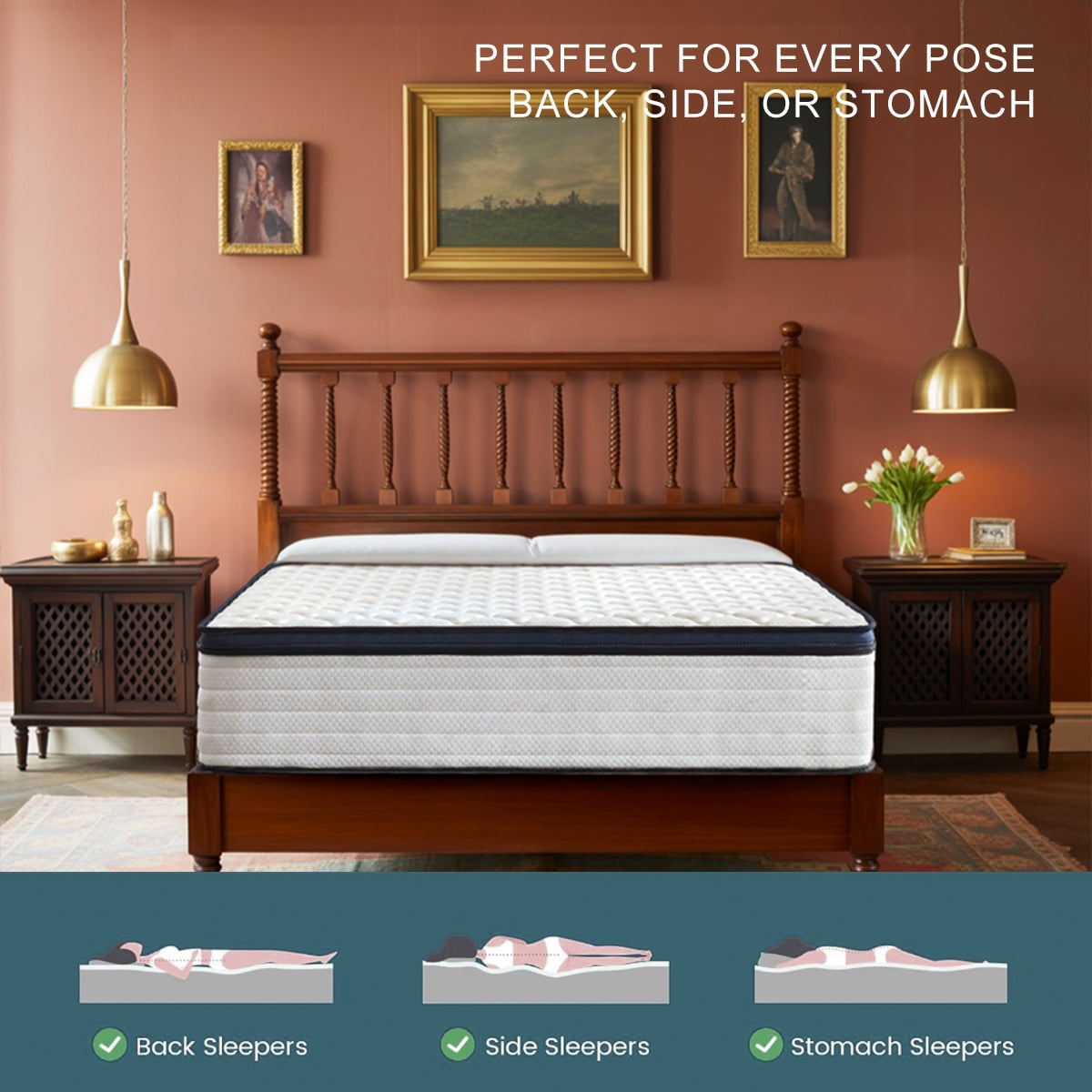 King Size Mattress, 14" Hybrid Cooling Gel Memory Foam Mattress, Pocketed Spring System for Maximum Pressure Relief & Airflow, Firm Support, Mattress in a Box