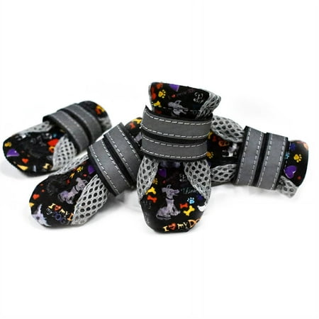 GASTROPOD 4Pcs Dog Shoes Anti-Slip Sole Reflective Straps Dog Boots Comfortable Fit Dog Socks Water-Resistant Dog Rain Boots 4x3.6cm Multicolor