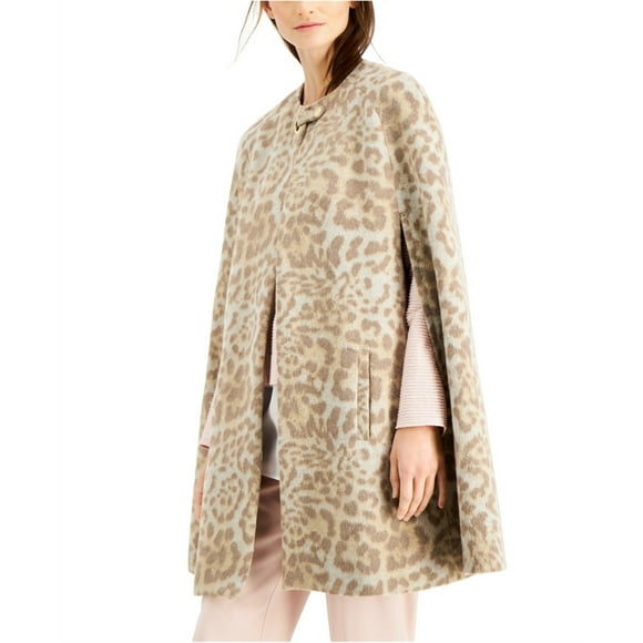 I.N.C Womens Cheetah Print Cape Jacket, Brown, X-Large
