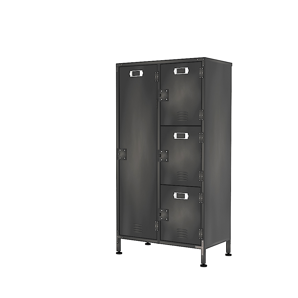 Tcbosik Metal Locker Organizer with Lockable Doors and Hanging Rod for Living Room, Bedroom