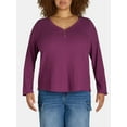 thumbnail image 4 of Terra & Sky Women's Plus Thermal Henley Top, Available in 1 and 2-Pack, Sizes 0X-5X, 4 of 6