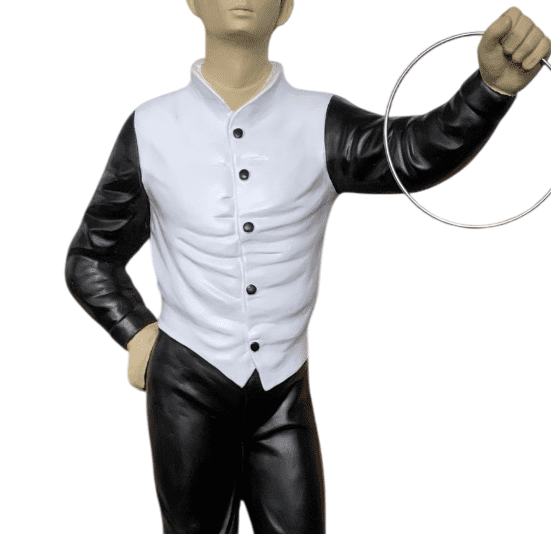 Classic Lawn Jockey Black-White Garden Statue, Matte, 36"