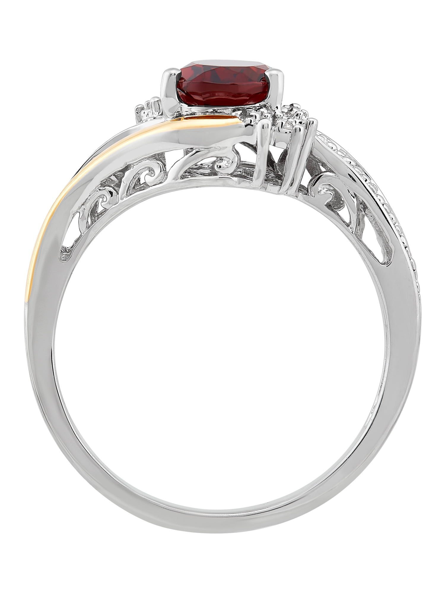 Brilliance Fine Jewelry Red Garnet Diamond Accent Ring In Sterling Silver  And 10K Yellow Gold - Walmart.Com
