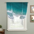 thumbnail image 2 of Dark Teal Beach Balloon Curtains for Windows, Bedroom Curtains 54 Inch Length, Summer Sea Waves Coastal Nautical Tie Up Curtains Panels Thermal Insulated Bathroom Curtains Window 42"x54", 2 of 8