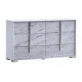 thumbnail image 4 of 6-Piece Eastern King White/Silver Wood Modern Lacquer Bedroom Set with LED Lighting, 4 of 11