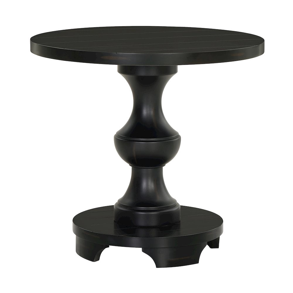 Roundhill Furniture Caesar Traditional Round Pedestal End Table, Black
