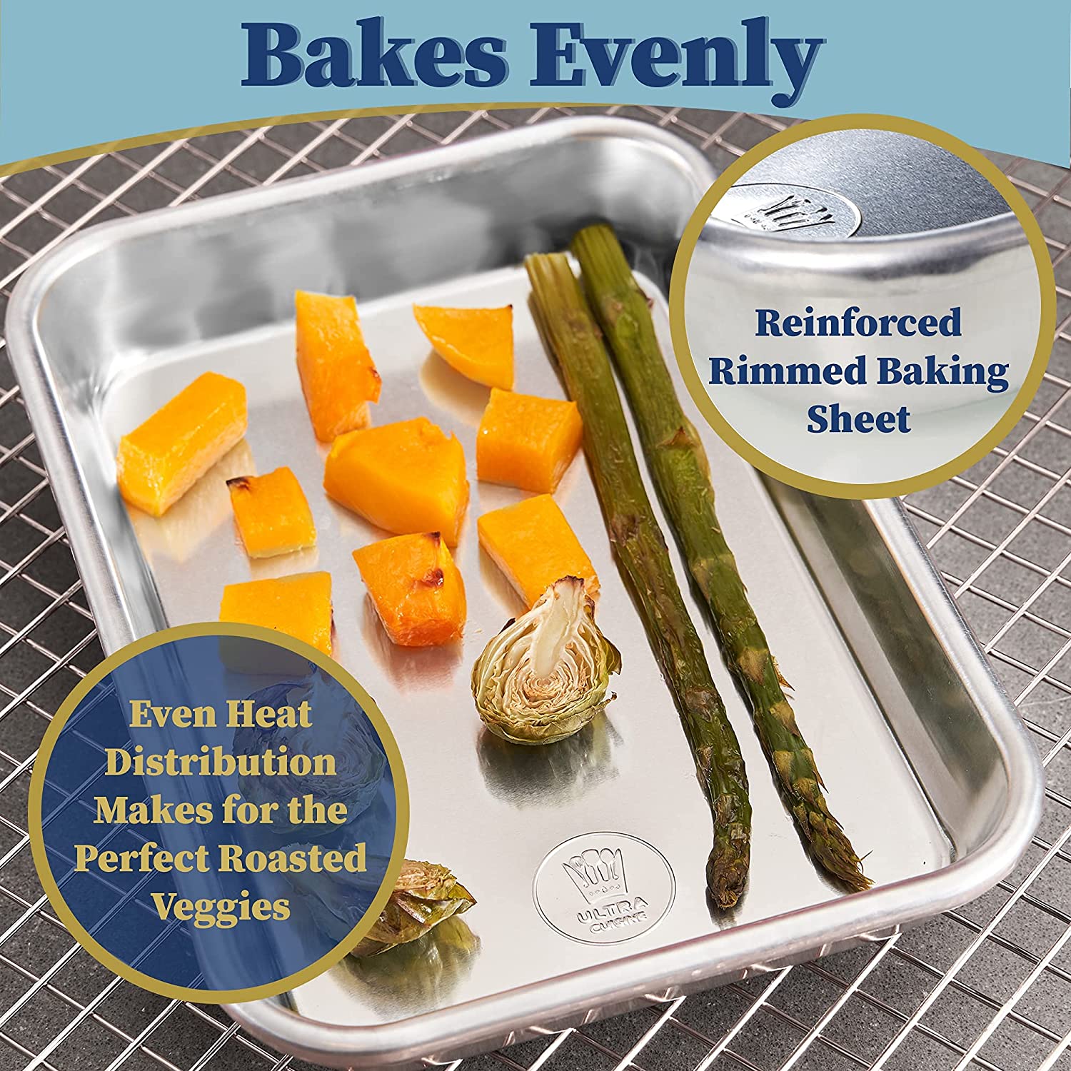 Professional Aluminum Eighth Sheet Pan - 1/8 Small, 6.97x10.16-inch Baking Sheet Set, 2-Pack