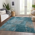 thumbnail image 6 of HomeRoots 678029 10 x 14 ft. Teal & Taupe Abstract Washable Machine Made Rectangle Area Rug with UV Protection, 6 of 9