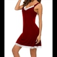 thumbnail image 2 of Camisón de Mujer con Cuello en V, de Encaje, Suave, Color Vino Tinto, Talla XXL, 2 of 5