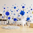 thumbnail image 5 of 1Set Romantic Blue Rose Wall Stickers Blue Butterfly Wall Decals Black Branches Leaves Wall Decor, 5 of 8